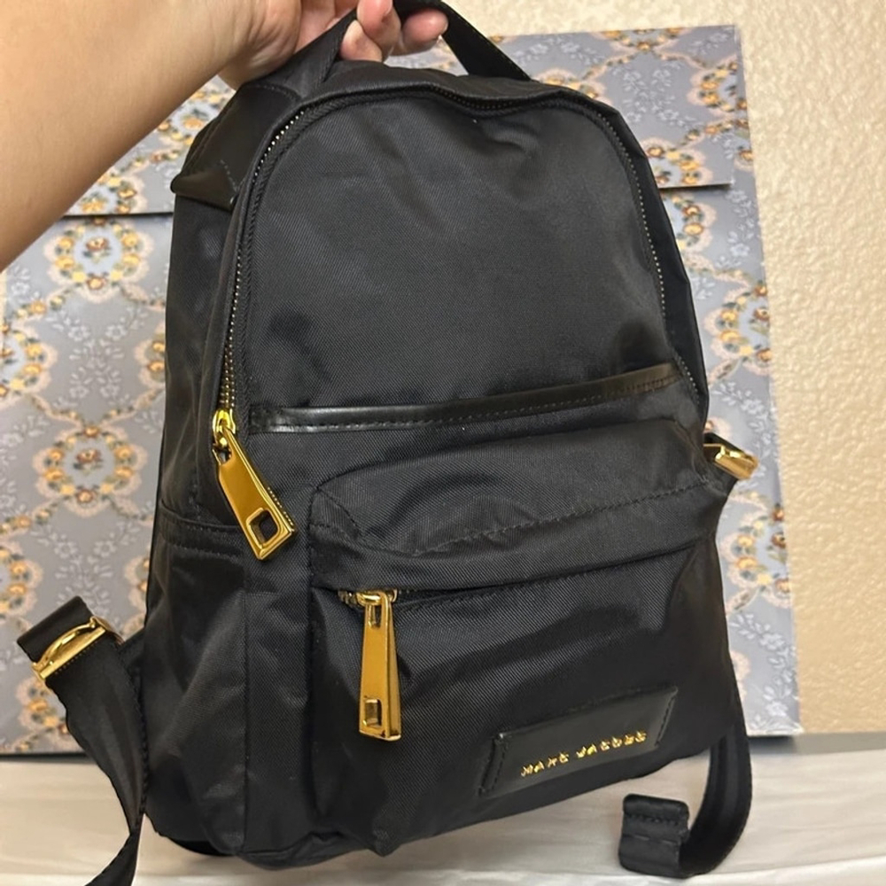 Marc Jacobs Black Backpack with Gold Accents